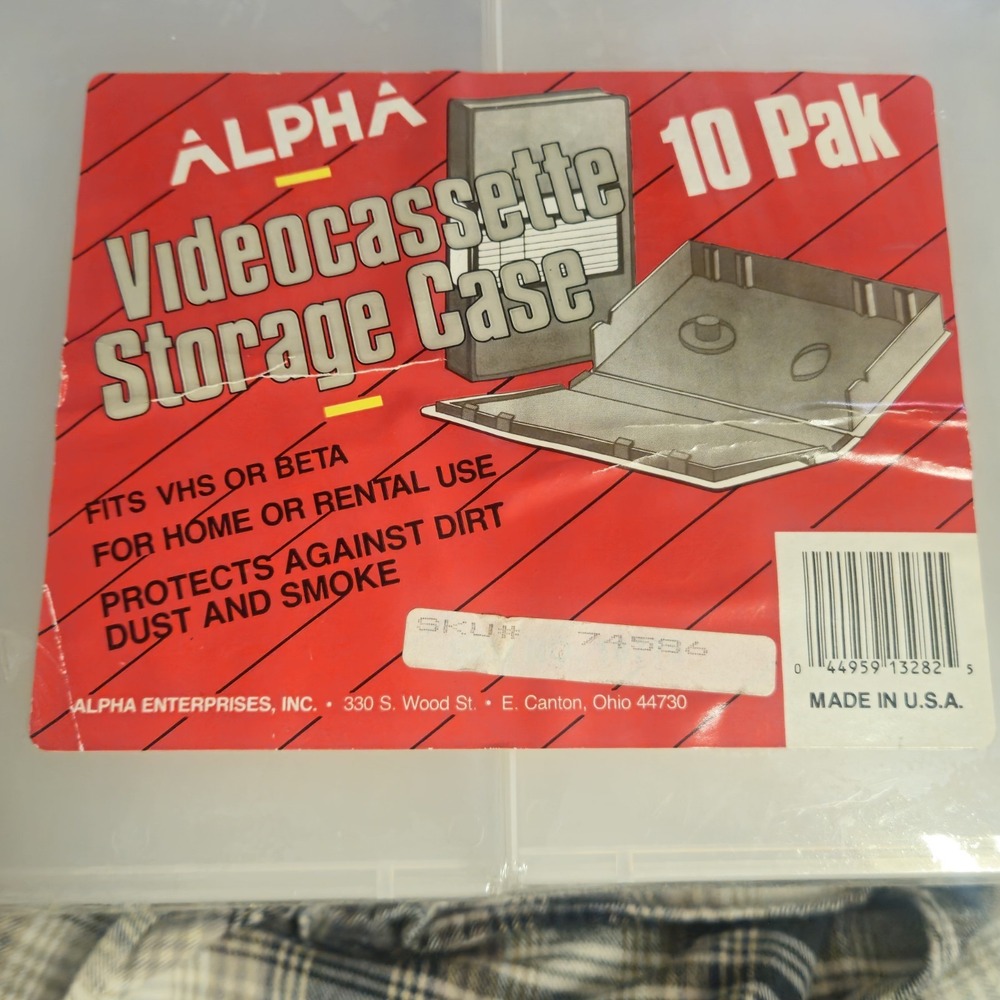 Alpha Video Cassette Storage Case 10 Pack Clear VHS Beta Made in USA 33404